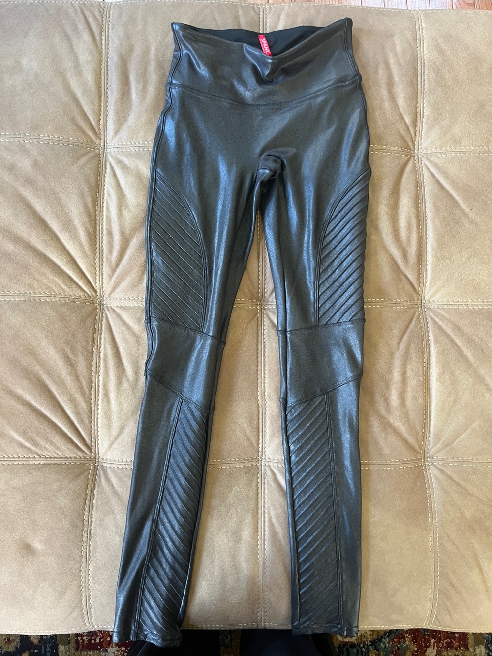 NWOT Spanx Faux Leather Moto Leggings - Size XS